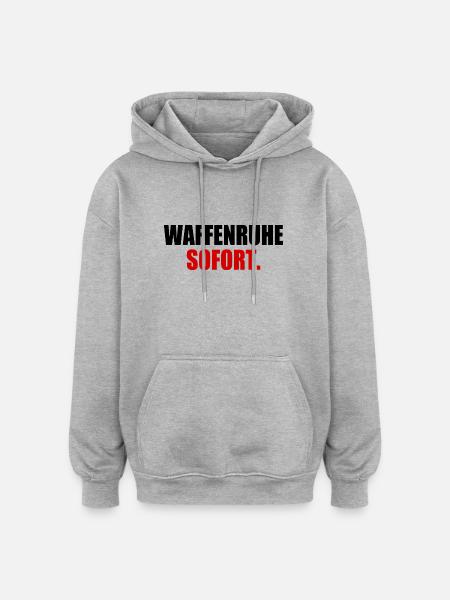 waffenruhe sofort - Oversized Unisex Hoodie - Grau meliert