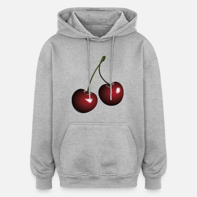 Kirschen - Oversized Unisex Hoodie - Grau meliert