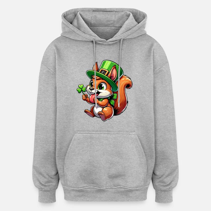St. Patrick's freches Eichhörnchen - Oversized Unisex Hoodie - Grau meliert
