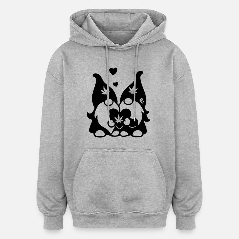 Kifferzwerge mit Hanf-Herz - Oversized Unisex Hoodie - Grau meliert