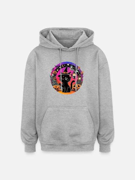 Spooky kitty Halloween 4 - Oversized Unisex Hoodie - heather grey