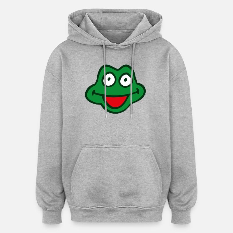 Frosch - Oversized Unisex Hoodie - Grau meliert