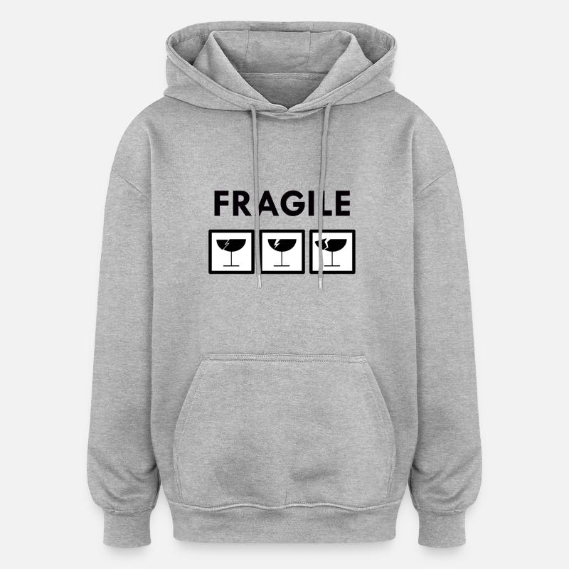 fragile - Sweat à capuche oversize unisexe - gris chiné