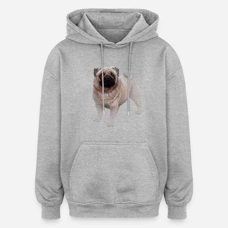 Pug - Sweat à capuche oversize unisexe - gris chiné