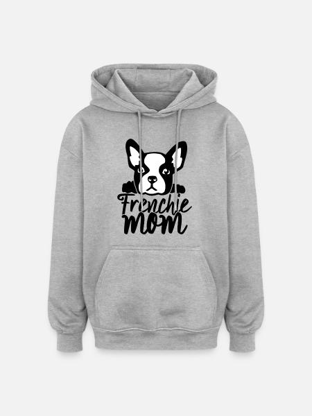 Frenchie maman de bouledogue français - Sweat à capuche oversize unisexe - gris chiné