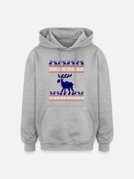 kuvio neulominen Talvi Rudolf Hirvi Pikseli xma - Unisex oversize huppari - harmaasävyinen