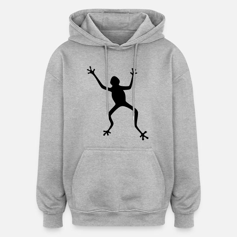 Frosch - Sweat à capuche oversize unisexe - gris chiné