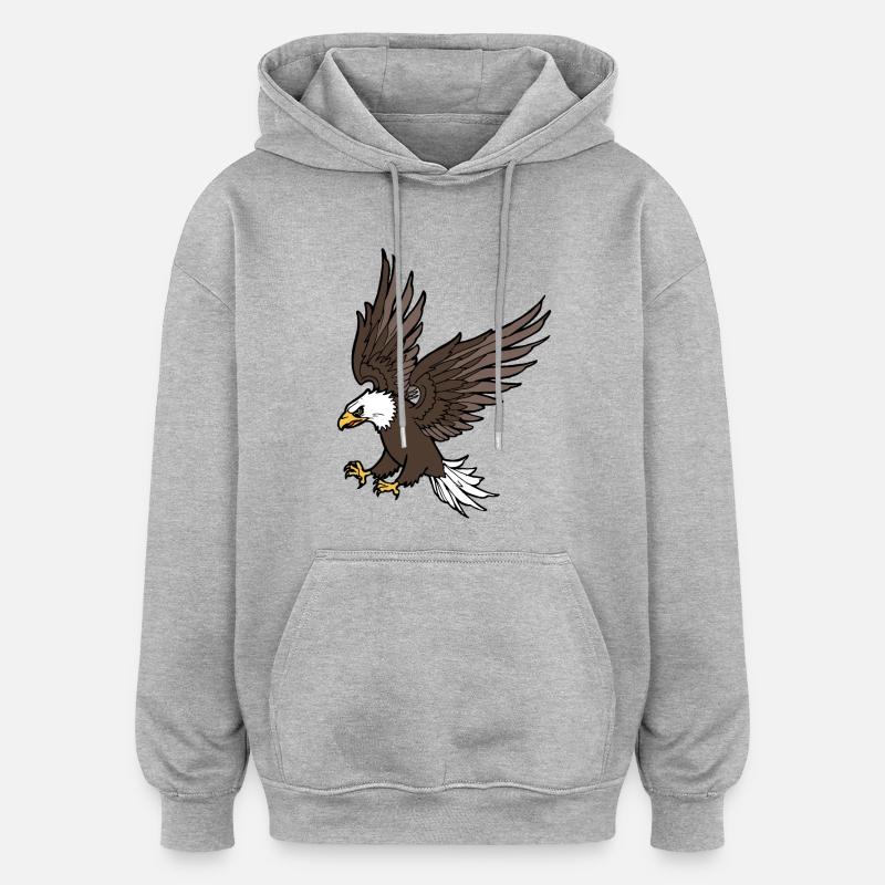 Adler greift an - Oversized Unisex Hoodie - Grau meliert