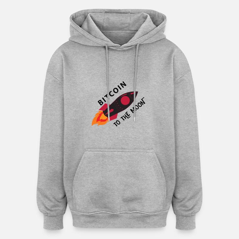 Bitcoin Rocket Moon - Sweat à capuche oversize unisexe - gris chiné