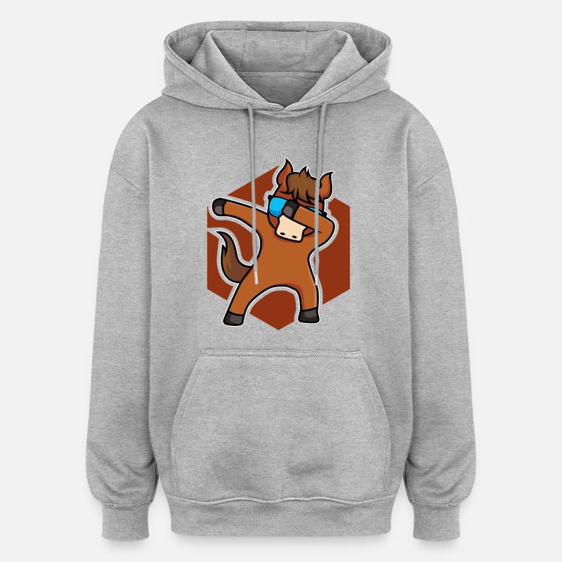 Cheval de cheval cheval - design - Sweat à capuche oversize unisexe - gris chiné