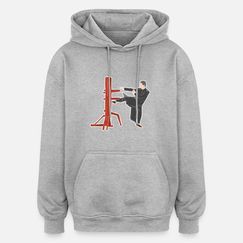 Wing Chun fighting pose - Oversized Unisex Hoodie - heather grey