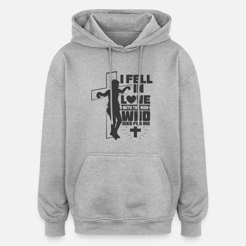 Jésus-Christ - Conception - Sweat à capuche oversize unisexe - gris chiné