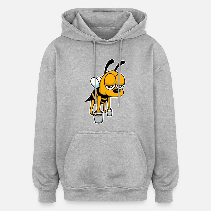 Worker bee - design - Oversized Unisex Hoodie - heather grey