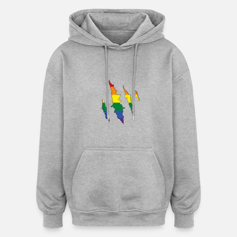 Griffe arc-en-ciel Scratch Trace - Sweat à capuche oversize unisexe - gris chiné