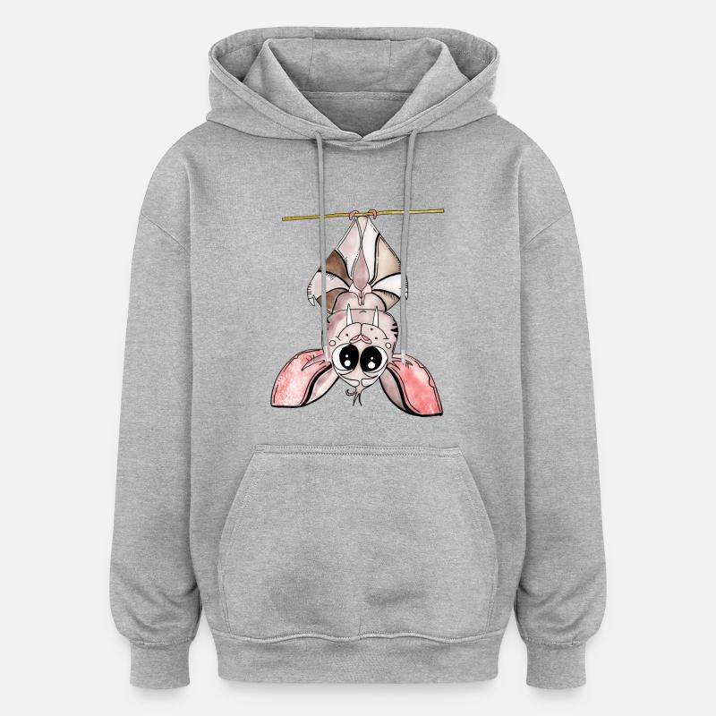 Nuit néon de Kawaii Bat - Sweat à capuche oversize unisexe - gris chiné