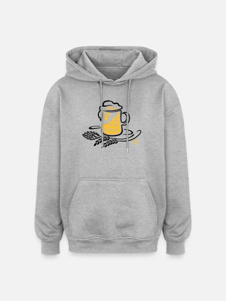 Beer Beer Mug Hops Wheat - Oversized Unisex Hoodie - heather grey
