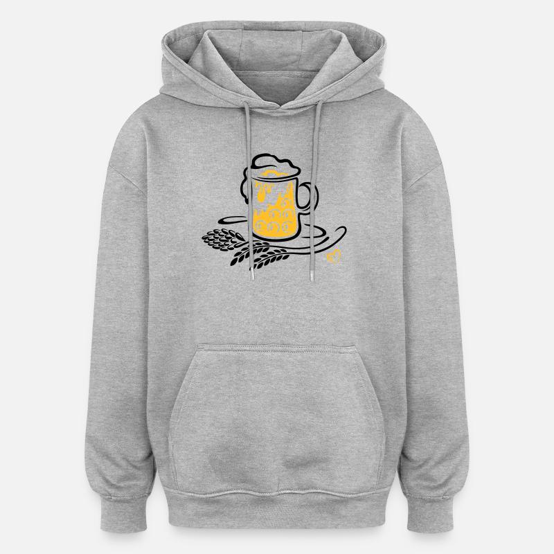 Bière Bière Mug Houblon Blé - Sweat à capuche oversize unisexe - gris chiné