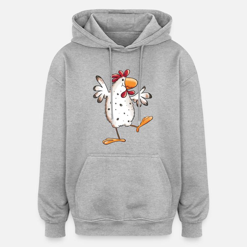 Poulet dansant drôle - Cadeau - Sweat à capuche oversize unisexe - gris chiné