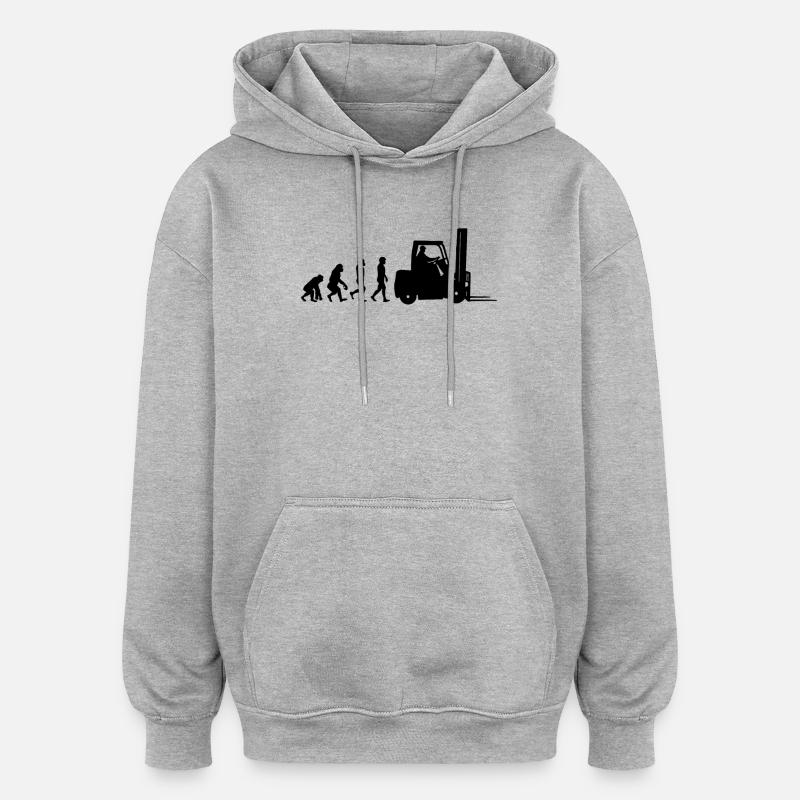 Evolution Staplerfahrer - Oversized Unisex Hoodie - Grau meliert
