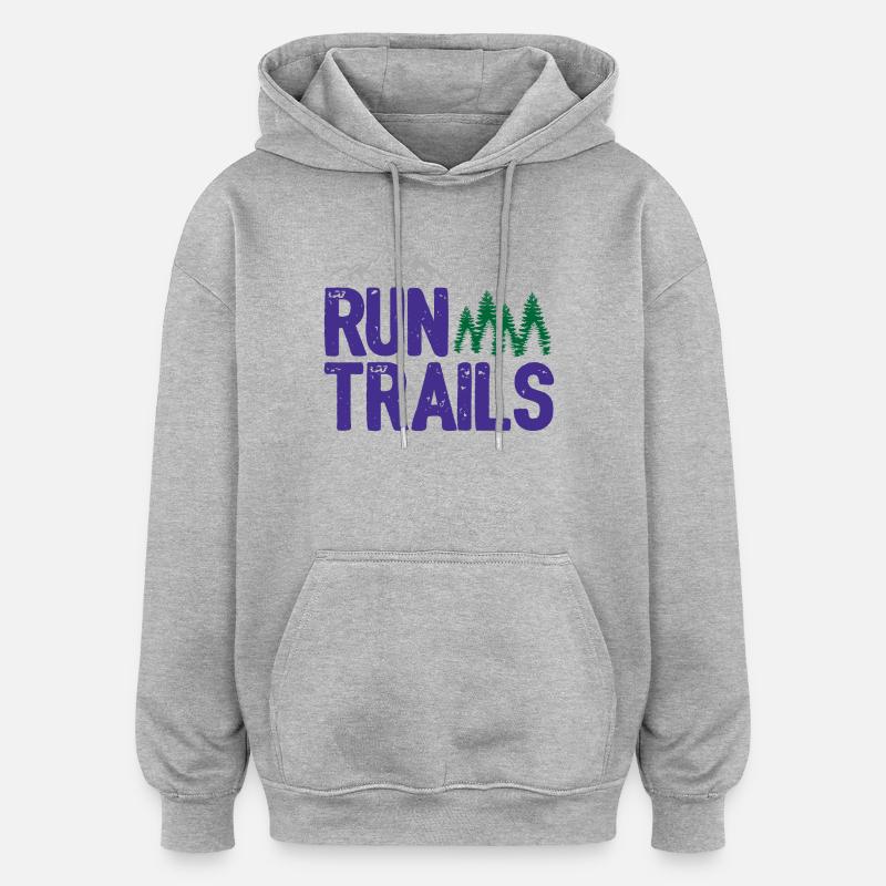 Run Trails - Sweat à capuche oversize unisexe - gris chiné