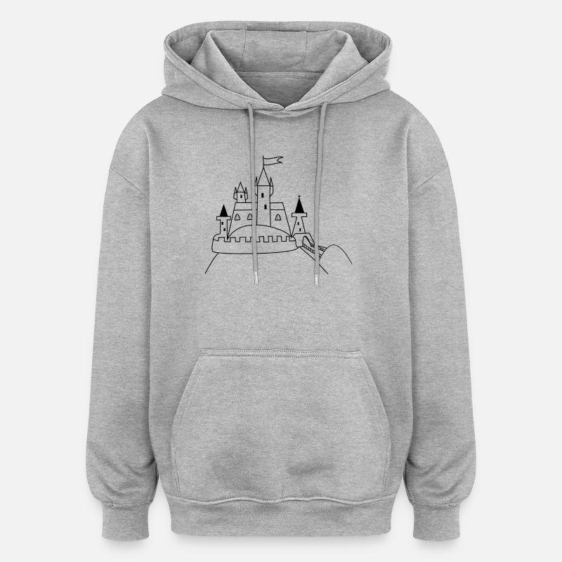 Château - Sweat à capuche oversize unisexe - gris chiné