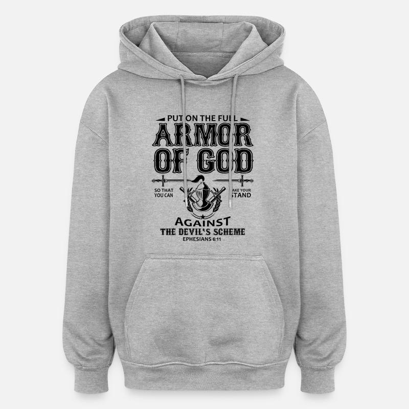 armure de dieu - Sweat à capuche oversize unisexe - gris chiné