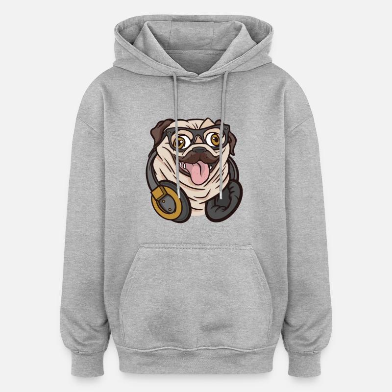 Hipster Mops - Oversized Unisex Hoodie - Grau meliert