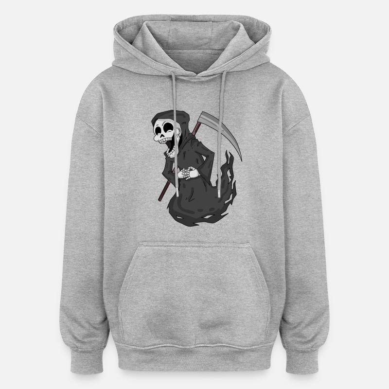 Grim Reaper rit drôle - Sweat à capuche oversize unisexe - gris chiné