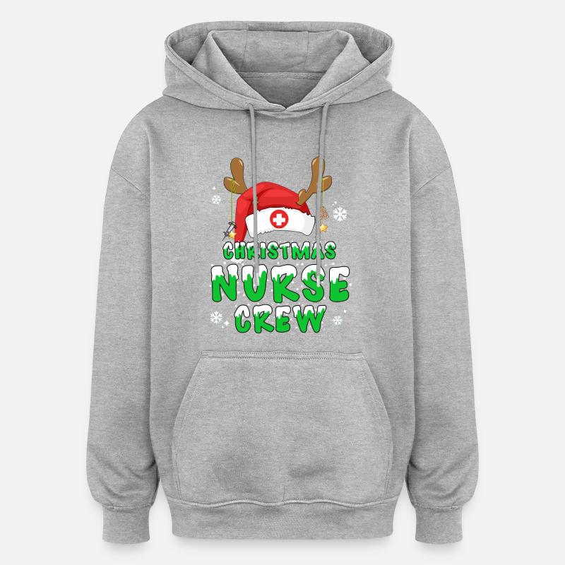 Infirmière de Noël - Sweat à capuche oversize unisexe - gris chiné