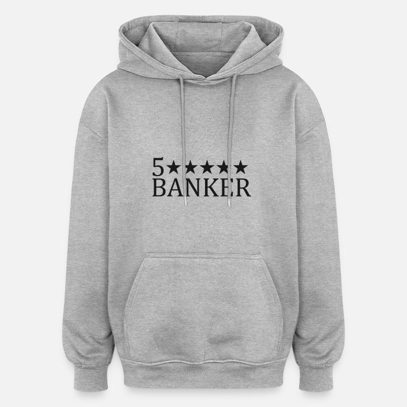Logo de banquier cinq étoiles - Sweat à capuche oversize unisexe - gris chiné