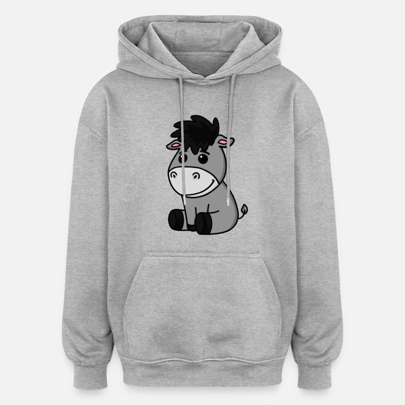 Bébé âne - Sweat à capuche oversize unisexe - gris chiné