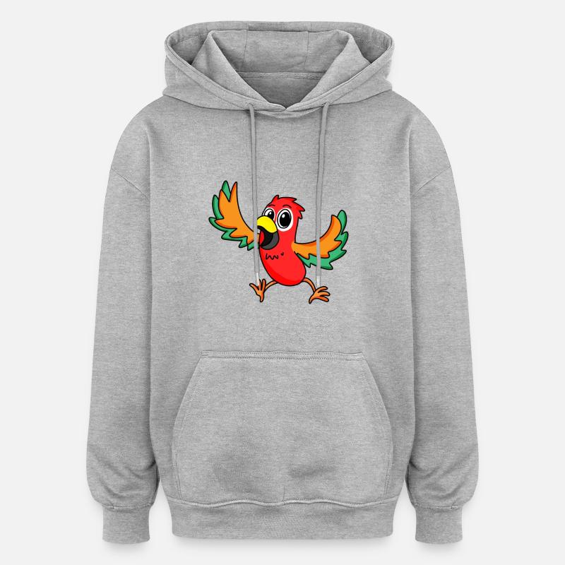 perroquet - Sweat à capuche oversize unisexe - gris chiné