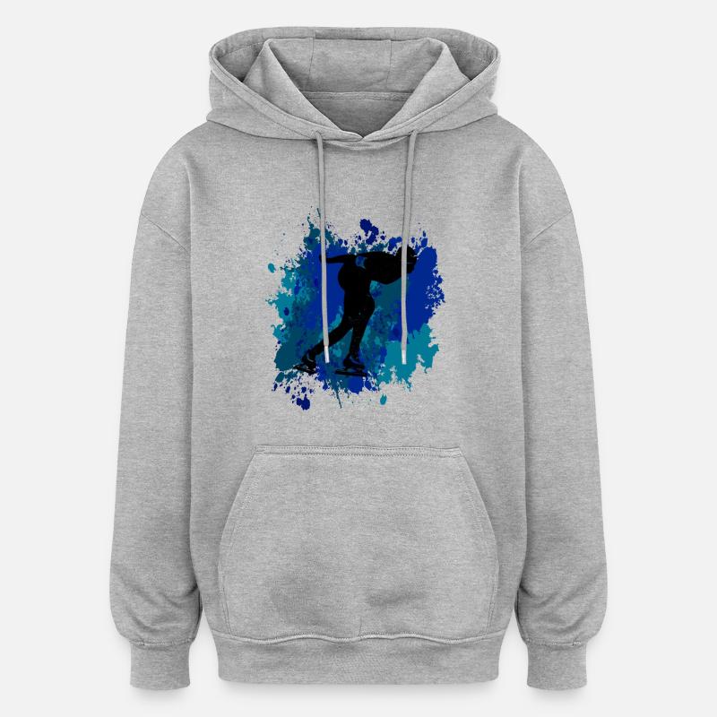 Conception de patineur de vitesse - Sweat à capuche oversize unisexe - gris chiné