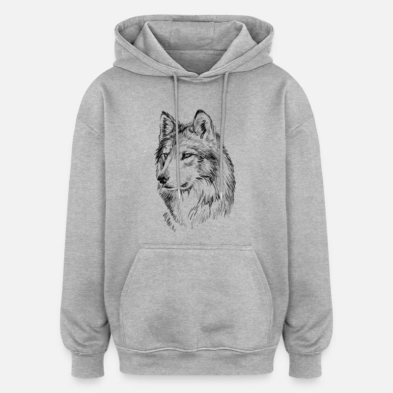 Cadeau de loup - Sweat à capuche oversize unisexe - gris chiné