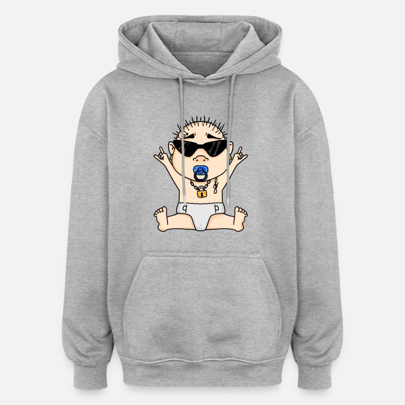 Cool bébé - Sweat à capuche oversize unisexe - gris chiné