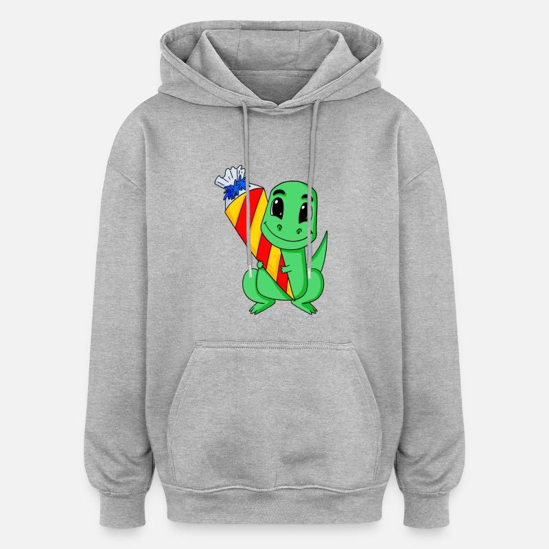 Education dinosaure 1 classe - Sweat à capuche oversize unisexe - gris chiné