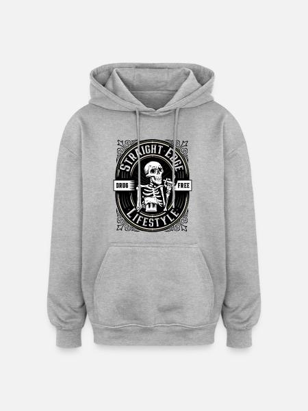 Straight Edge Lifestyle - Drogenfrei - Oversized Unisex Hoodie - Grau meliert