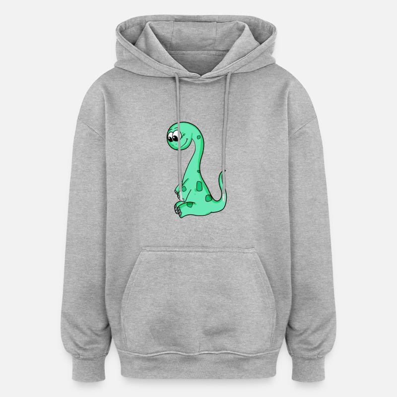 Bébé dinosaure - Sweat à capuche oversize unisexe - gris chiné