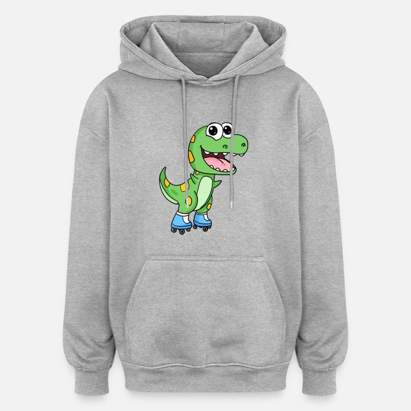 Inline Skating Rollschuhe Dinosaurier - Oversized Unisex Hoodie - Grau meliert