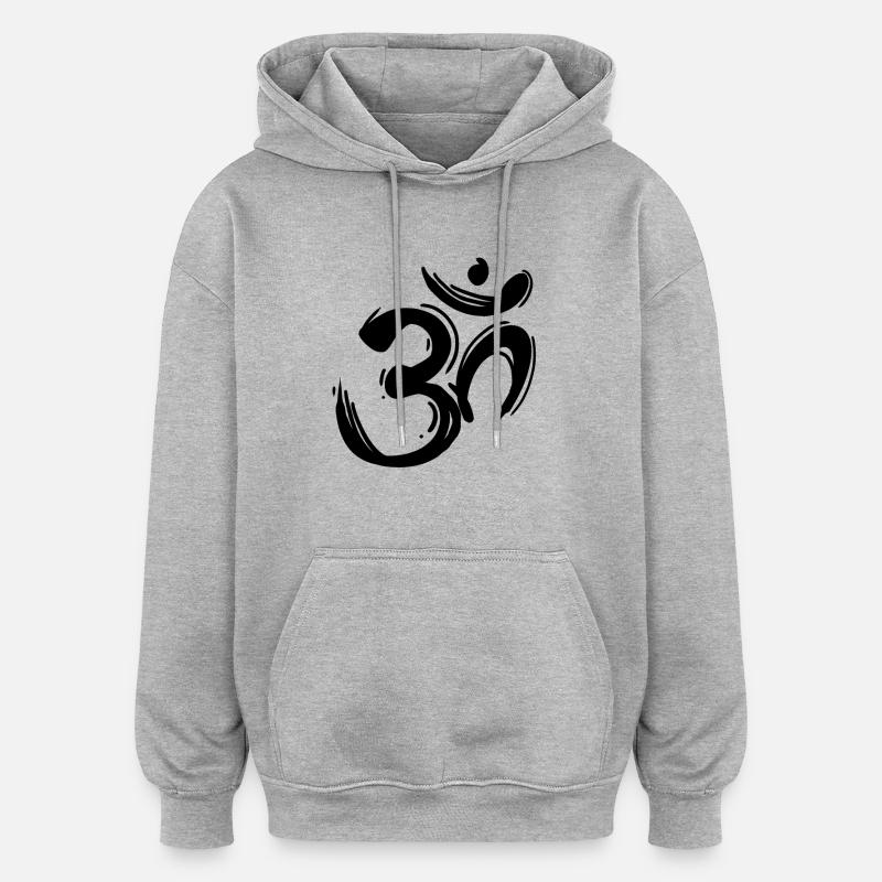Om signe noir - Sweat à capuche oversize unisexe - gris chiné