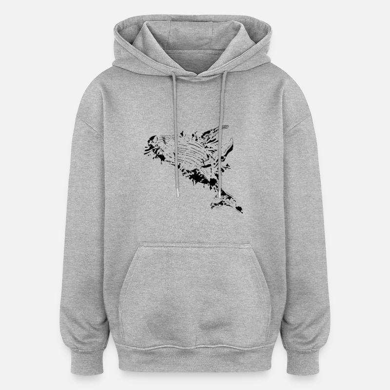 Buckelwal cool - Oversized Unisex Hoodie - Grau meliert