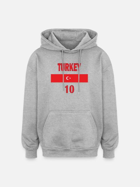 Tyrkiet fodboldhold nummer ti - Oversize unisex hoodie - grå meleret