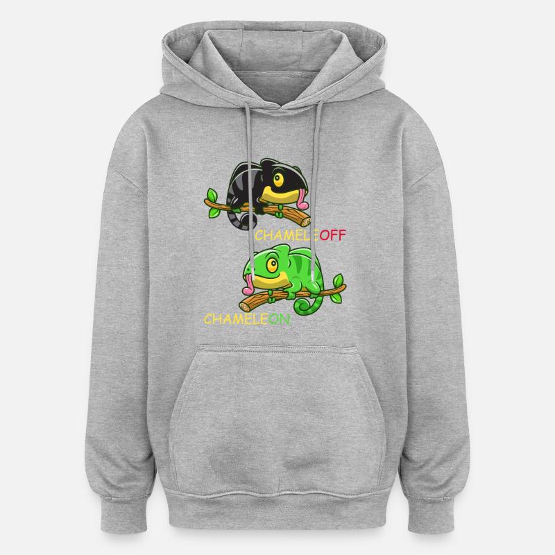 Caméléon Caméléon Lézard Blague Drôle Reptile - Sweat à capuche oversize unisexe - gris chiné