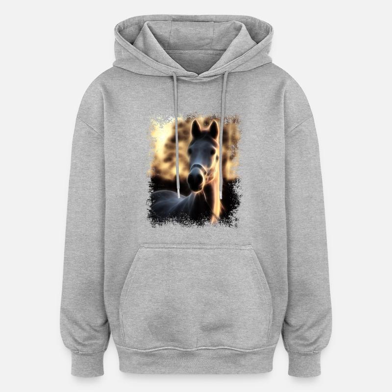 Cheval Gris Doré - Sweat à capuche oversize unisexe - gris chiné