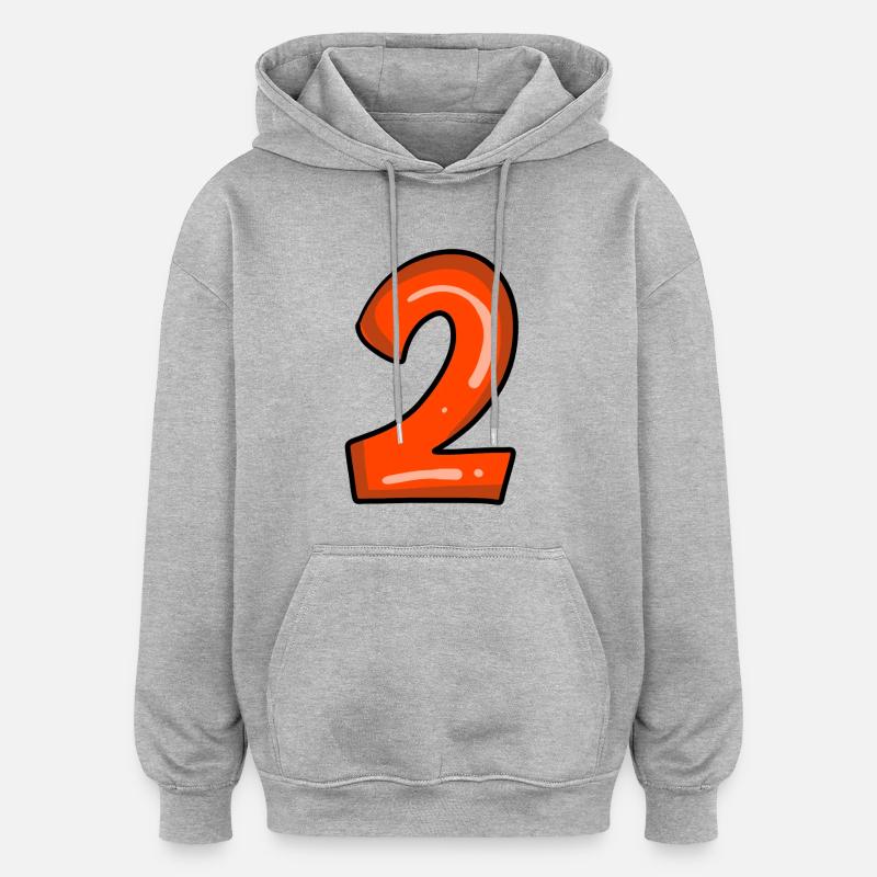 2 rouge - Sweat à capuche oversize unisexe - gris chiné