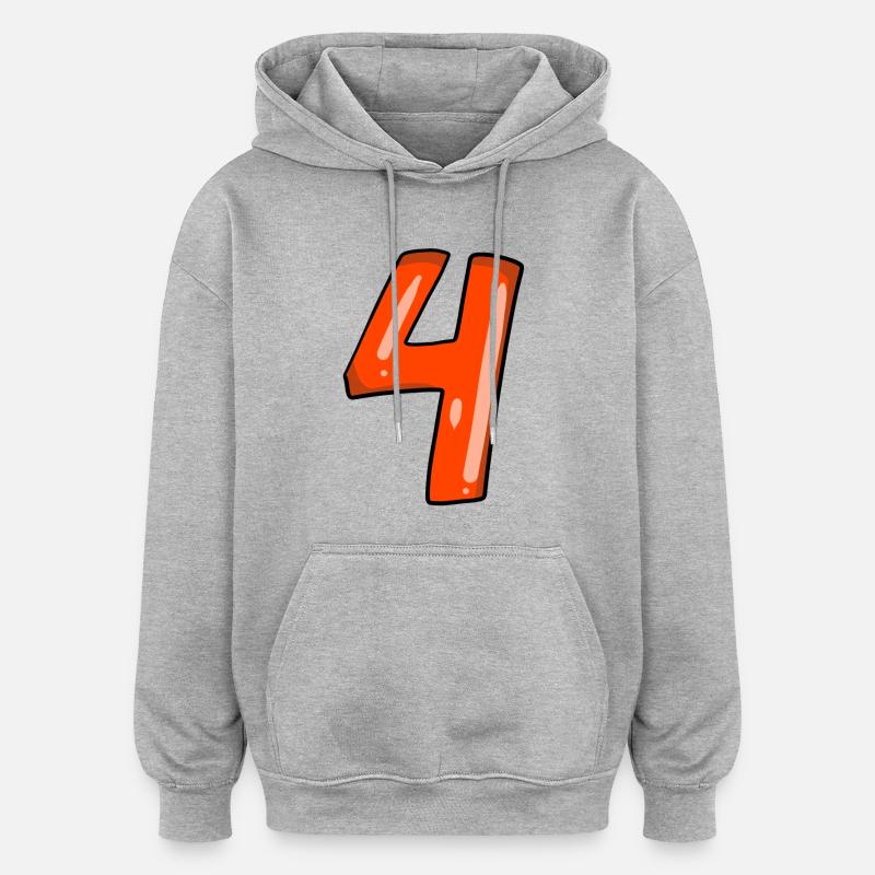 4 rouge - Sweat à capuche oversize unisexe - gris chiné