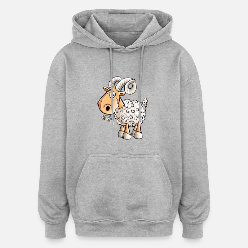 Happy Widder I Schafbock I Schaf - Oversized Unisex Hoodie - Grau meliert