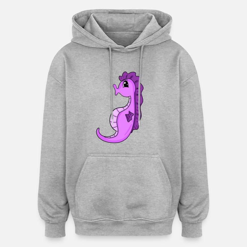 Hippocampe Hippocampe - Sweat à capuche oversize unisexe - gris chiné