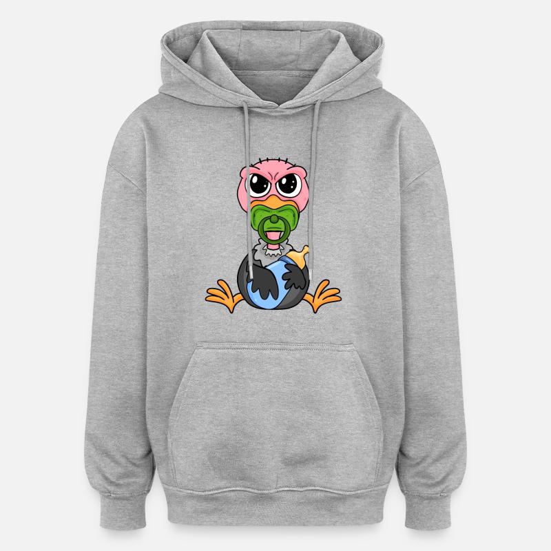 Bébé Vautour - Sweat à capuche oversize unisexe - gris chiné