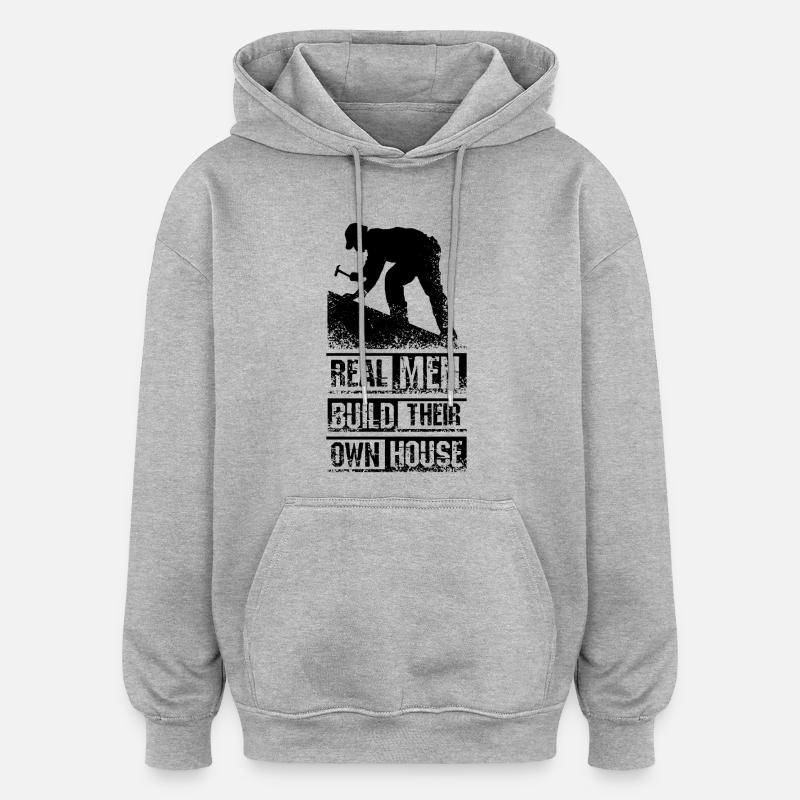 Hommes Constructeur - Sweat à capuche oversize unisexe - gris chiné